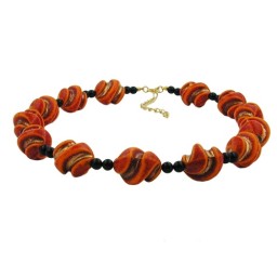 necklace screw beads red/orange/gold-coloured