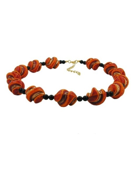 necklace screw beads red/orange/gold-coloured