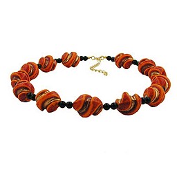 necklace screw beads red/orange/gold-coloured