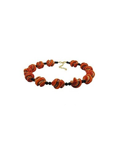necklace screw beads red/orange/gold-coloured
