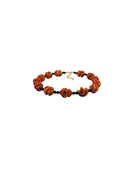 necklace screw beads red/orange/gold-coloured
