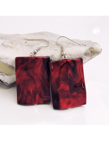 hook earrings pillow bead dark red