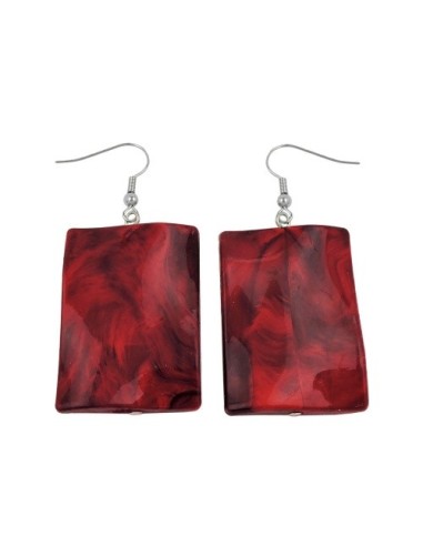hook earrings pillow bead dark red