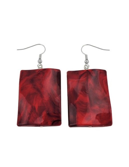 hook earrings pillow bead dark red
