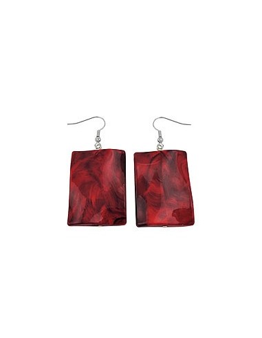 hook earrings pillow bead dark red