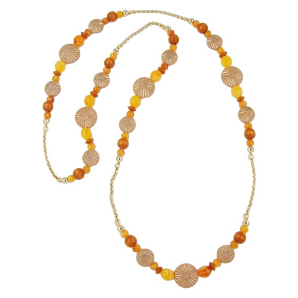 necklace terra-ochre orange 100cm