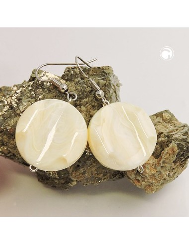hook earrings marbled beads vanille