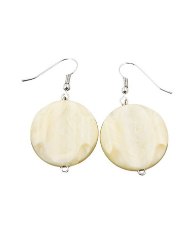 hook earrings marbled beads vanille