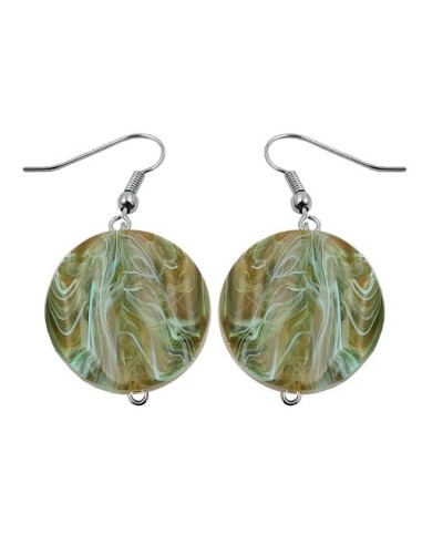 hook earrings marbled beads olive green