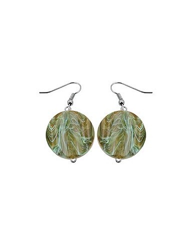 hook earrings marbled beads olive green