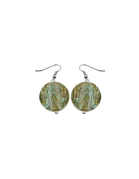 hook earrings marbled beads olive green