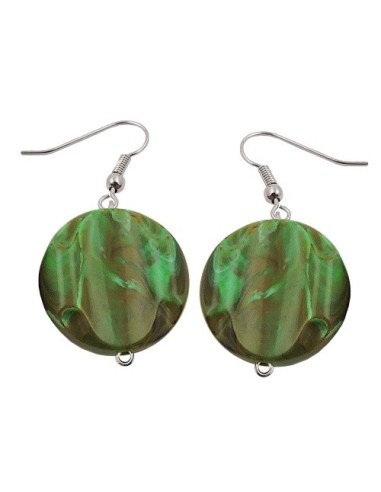 hook earrings marbled beads olive green