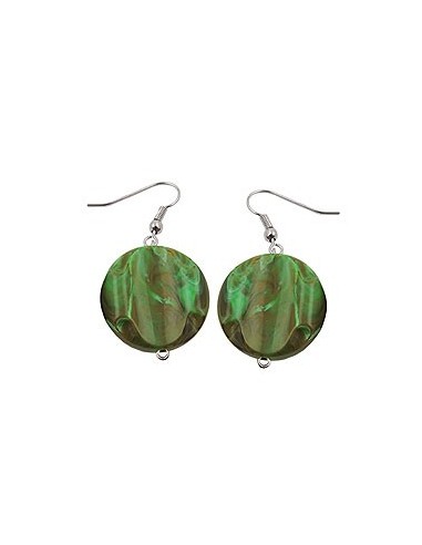 hook earrings marbled beads olive green