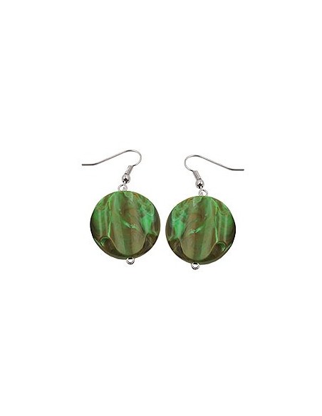 hook earrings marbled beads olive green