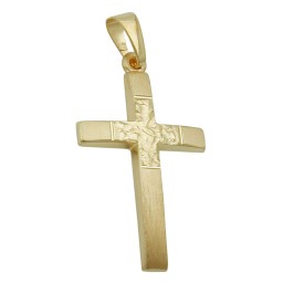 pendant cross with diamond cut 9k gold