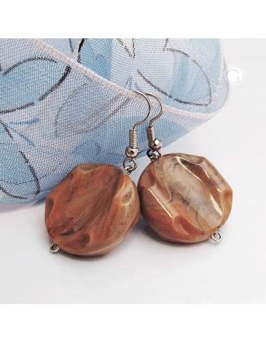hook earrings marbled beads brown