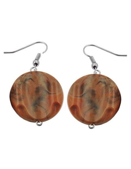 hook earrings marbled beads brown