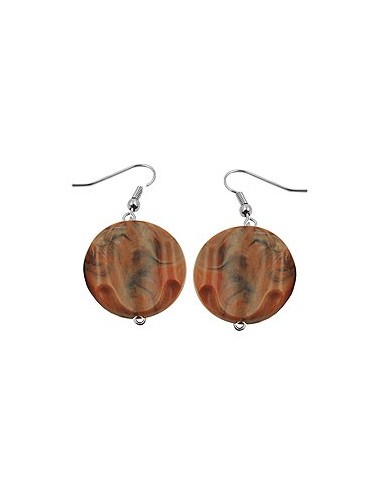 hook earrings marbled beads brown