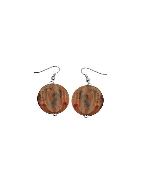 hook earrings marbled beads brown