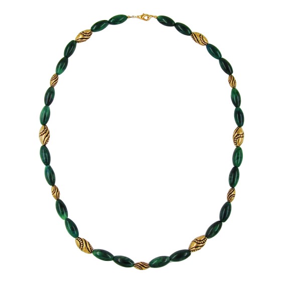 necklace beads green-marbled 60cm