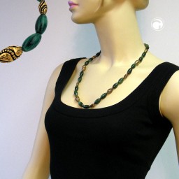 necklace beads green-marbled 60cm