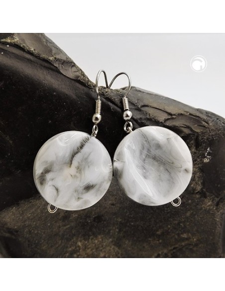 hook earrings marbled beads grey