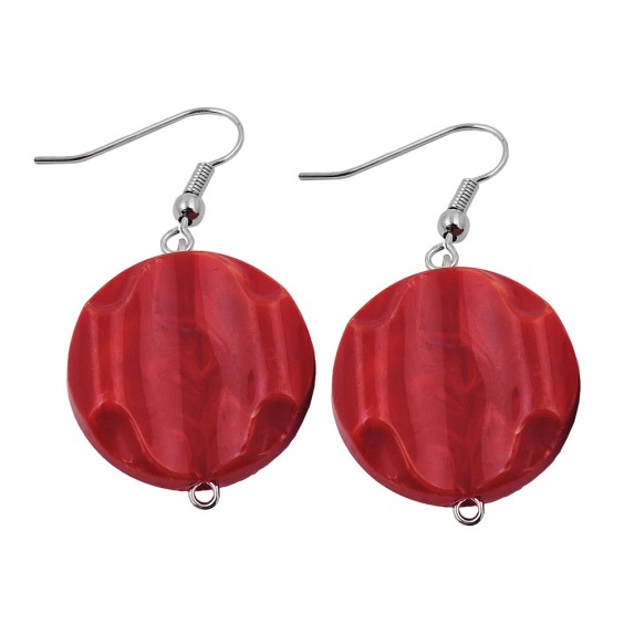 hook earrings marbled beads red