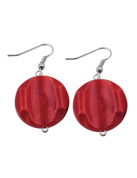 hook earrings marbled beads red