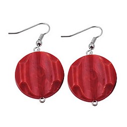 hook earrings marbled beads red