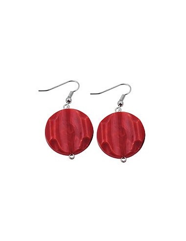 hook earrings marbled beads red