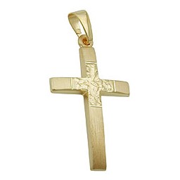 pendant cross with diamond cut 9k gold