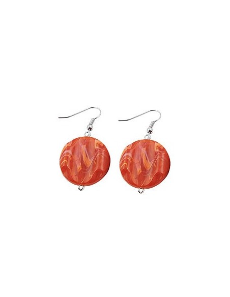 hook earrings marbled beads orange red