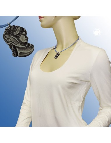 necklace woman's head cord blue