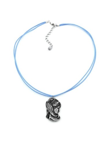necklace woman's head cord blue