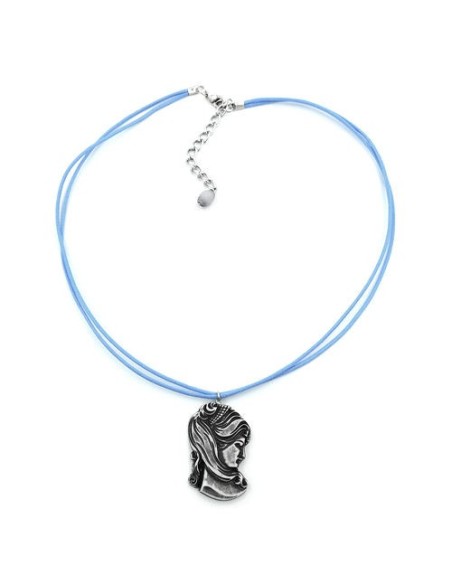 necklace woman's head cord blue