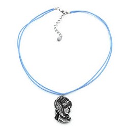 necklace woman's head cord blue