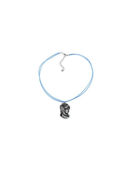 necklace woman's head cord blue