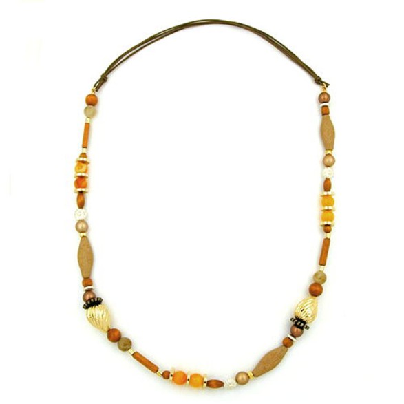 necklace mixed beads of light brown brown ochre colours