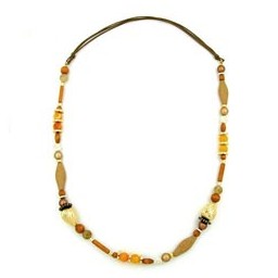 necklace mixed beads of light brown brown ochre colours