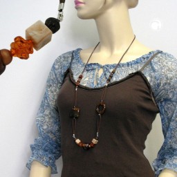 necklace brown light brown beige beads different shapes