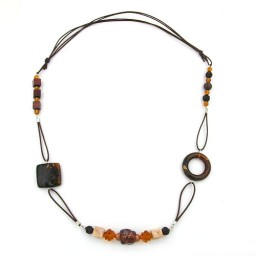 necklace brown light brown beige beads different shapes