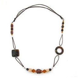 necklace brown light brown beige beads different shapes