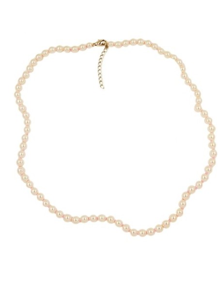 necklace glass beads cream knotted