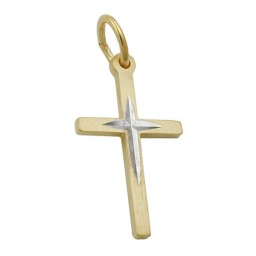 pendant cross bicoloured 9k gold