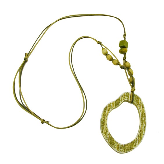 necklace green/olive large ring pendant