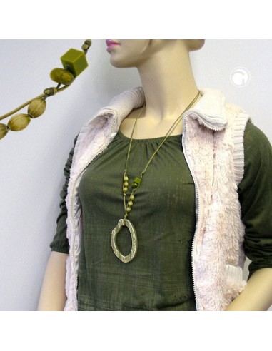 necklace green/olive large ring pendant