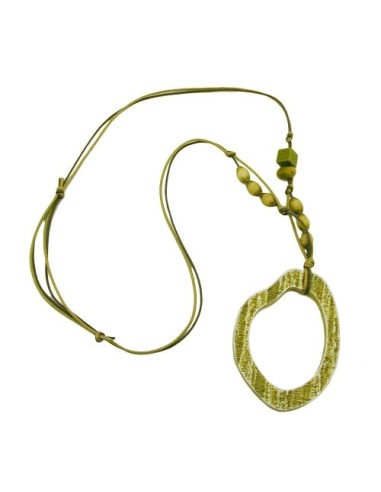 necklace green/olive large ring pendant