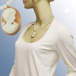 necklace carved gem beads cream colored