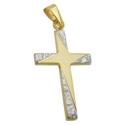 pendant cross bicoloured 9k gold