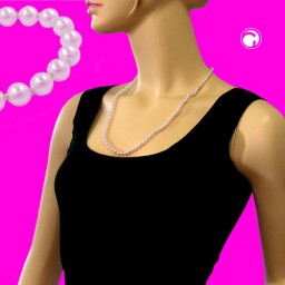 necklace glass beads pink knotted